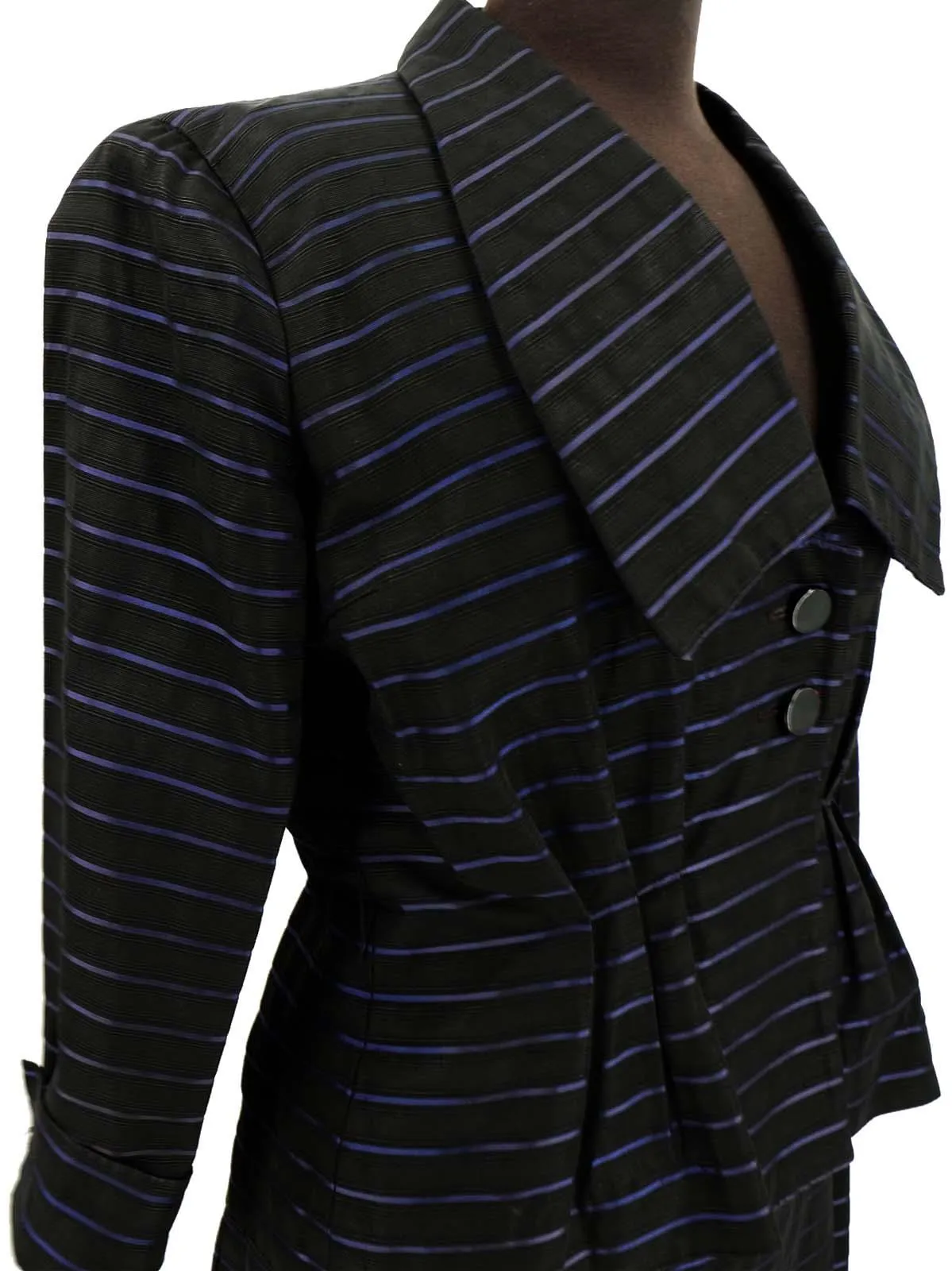 1940s Rembrandt Vintage Striped Black Skirt Suit