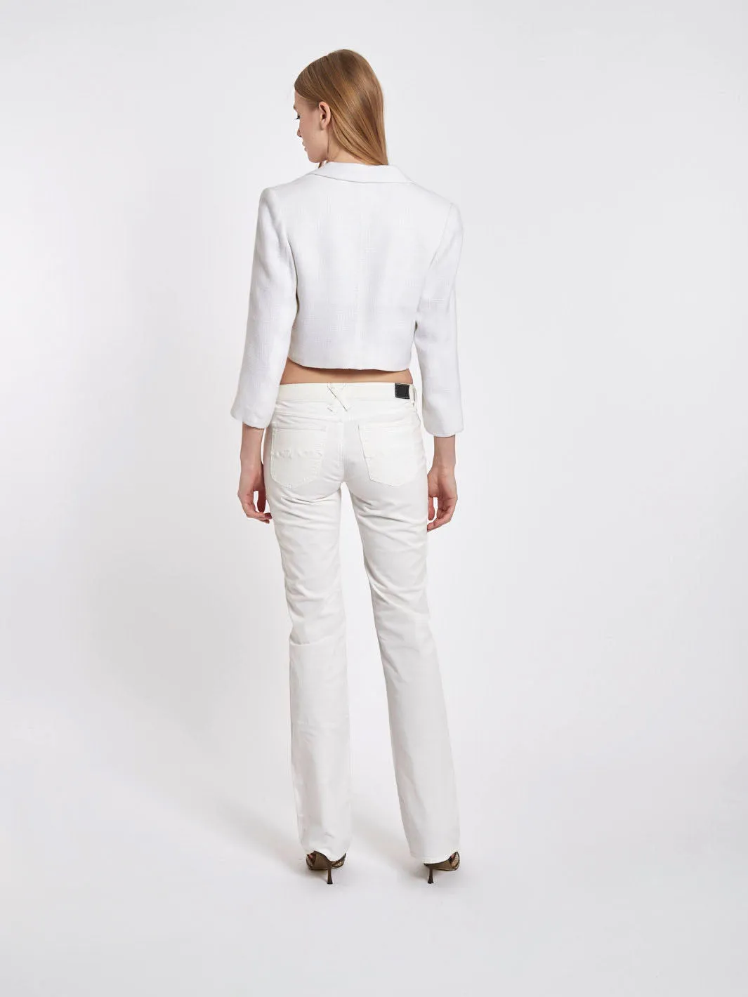 1980s Saint Laurent white cropped blazer