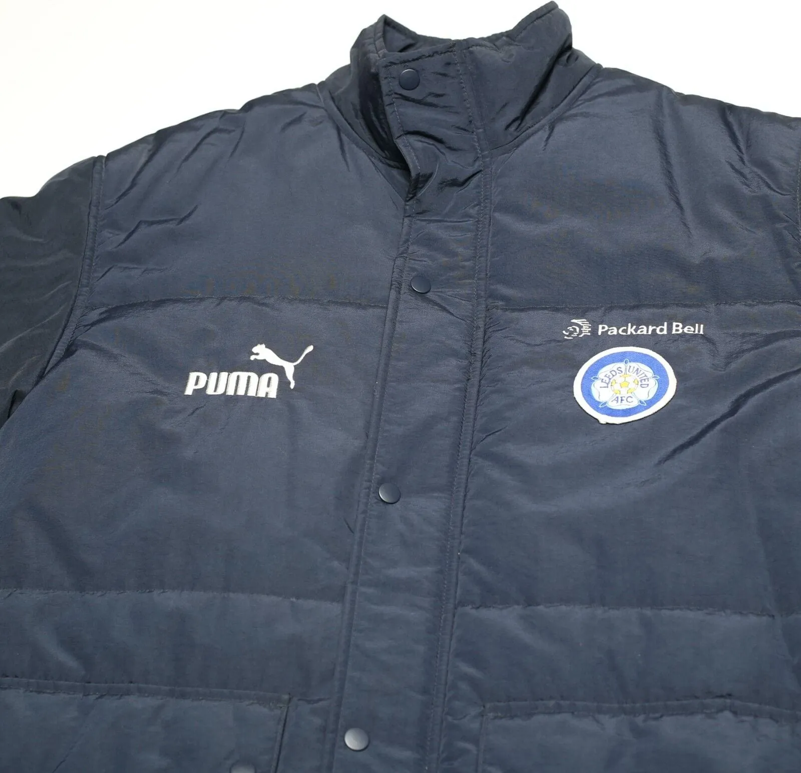 1998/00 LEEDS UNITED Vintage PUMA Football Bench Coat Puffer Jacket (L)