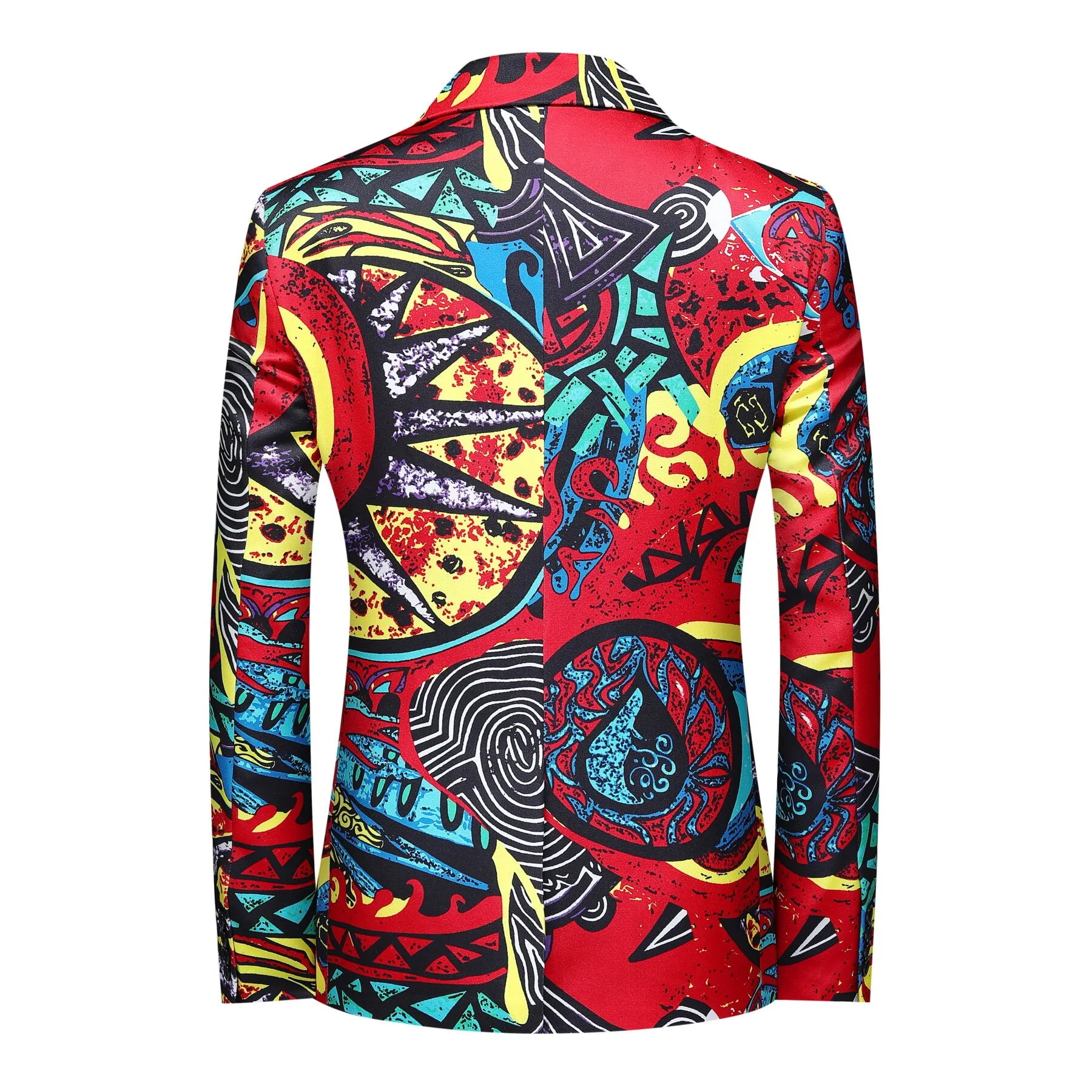 2-Piece Men's One-Button Ethnic Style Print Suit