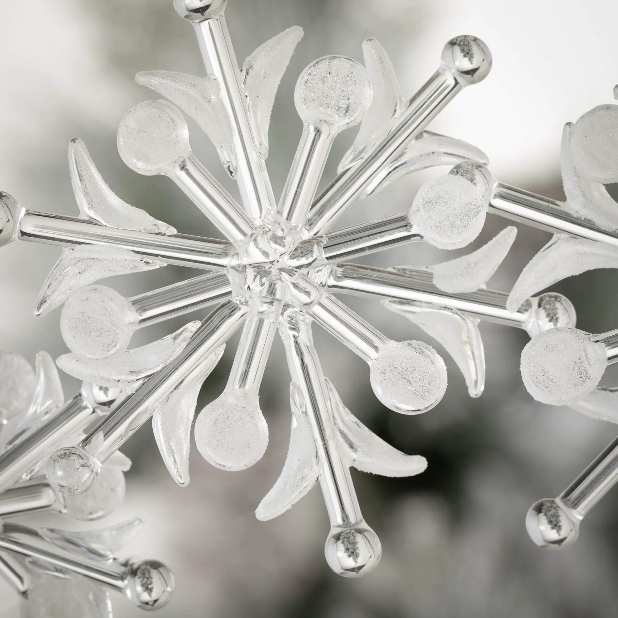 4"H, 3.75"H and 3.5"H Sullivans Glitter Snowflake Ornament - Set of 3, Clear Christmas Ornaments