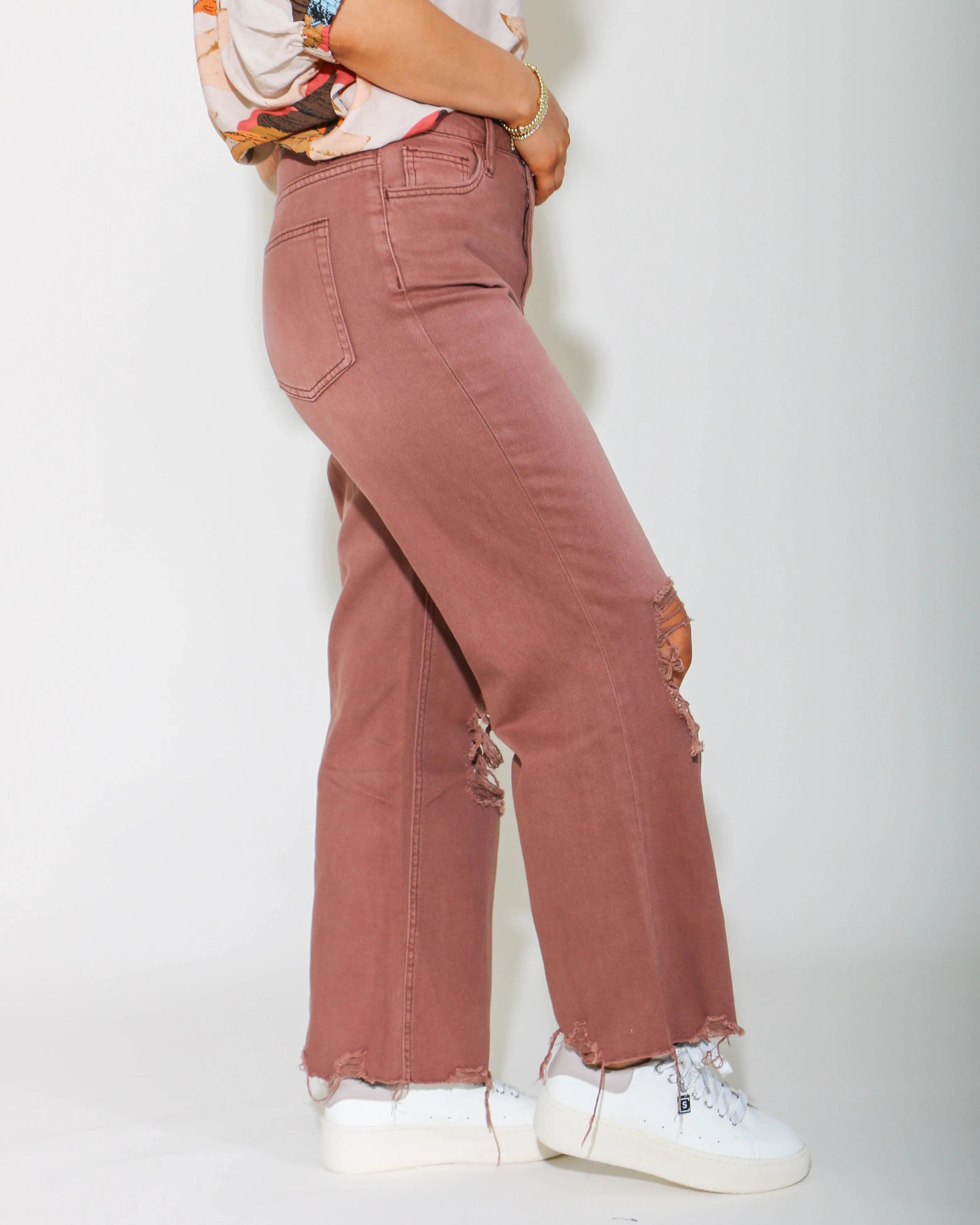 90s Vintage Crop Flare Jeans in Chocolate