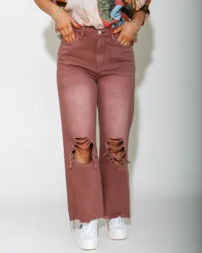 90s Vintage Crop Flare Jeans in Chocolate