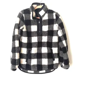 Abercrombie&Fitch Black Plaid Pullover Sherpa Sweater- Size S