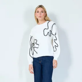 Abstract pearl embellished sweater wholesale