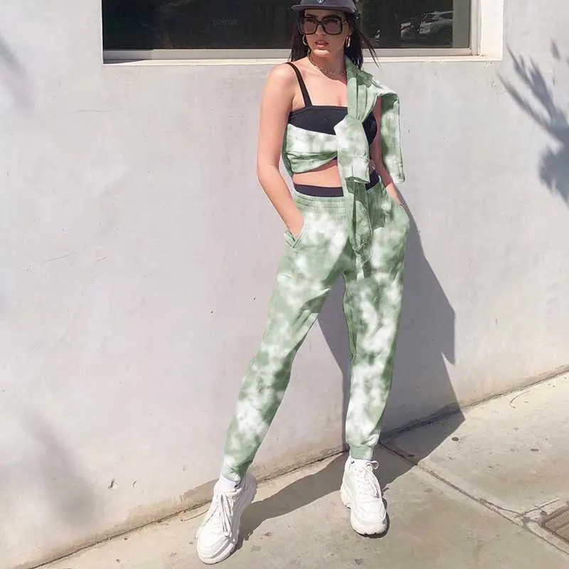 Aesthestic Tie Dye Sporty Pants High Waisted Joggers Pants