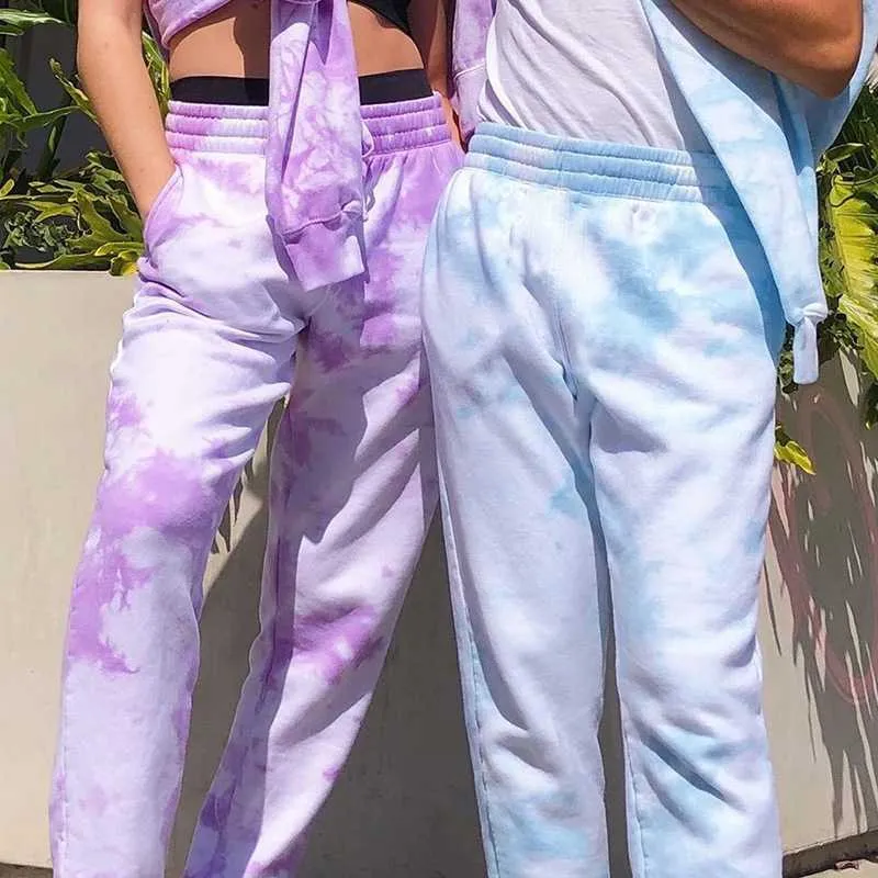 Aesthestic Tie Dye Sporty Pants High Waisted Joggers Pants