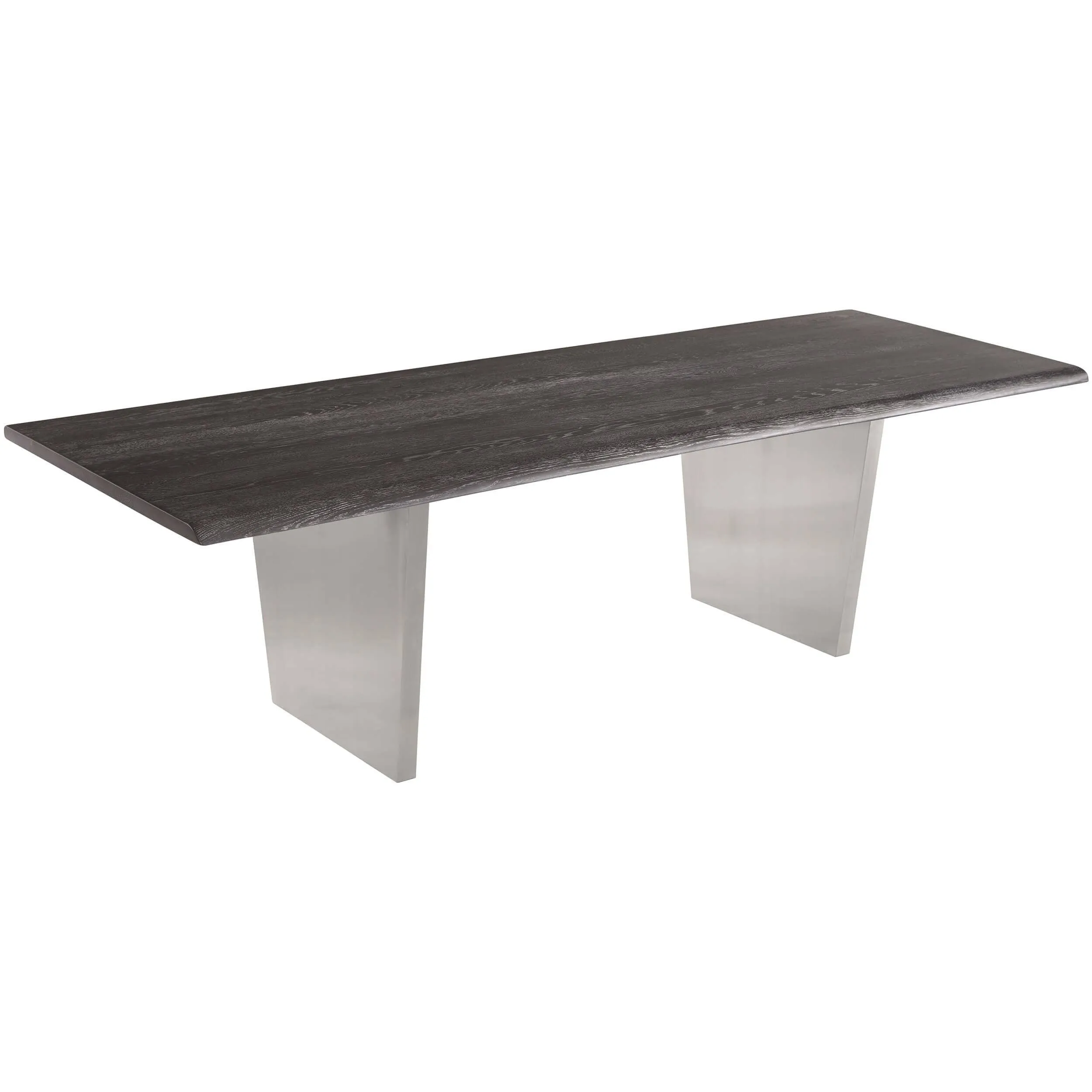 Aiden Dining Table, Oxidized Grey/Brushed Stainless Base