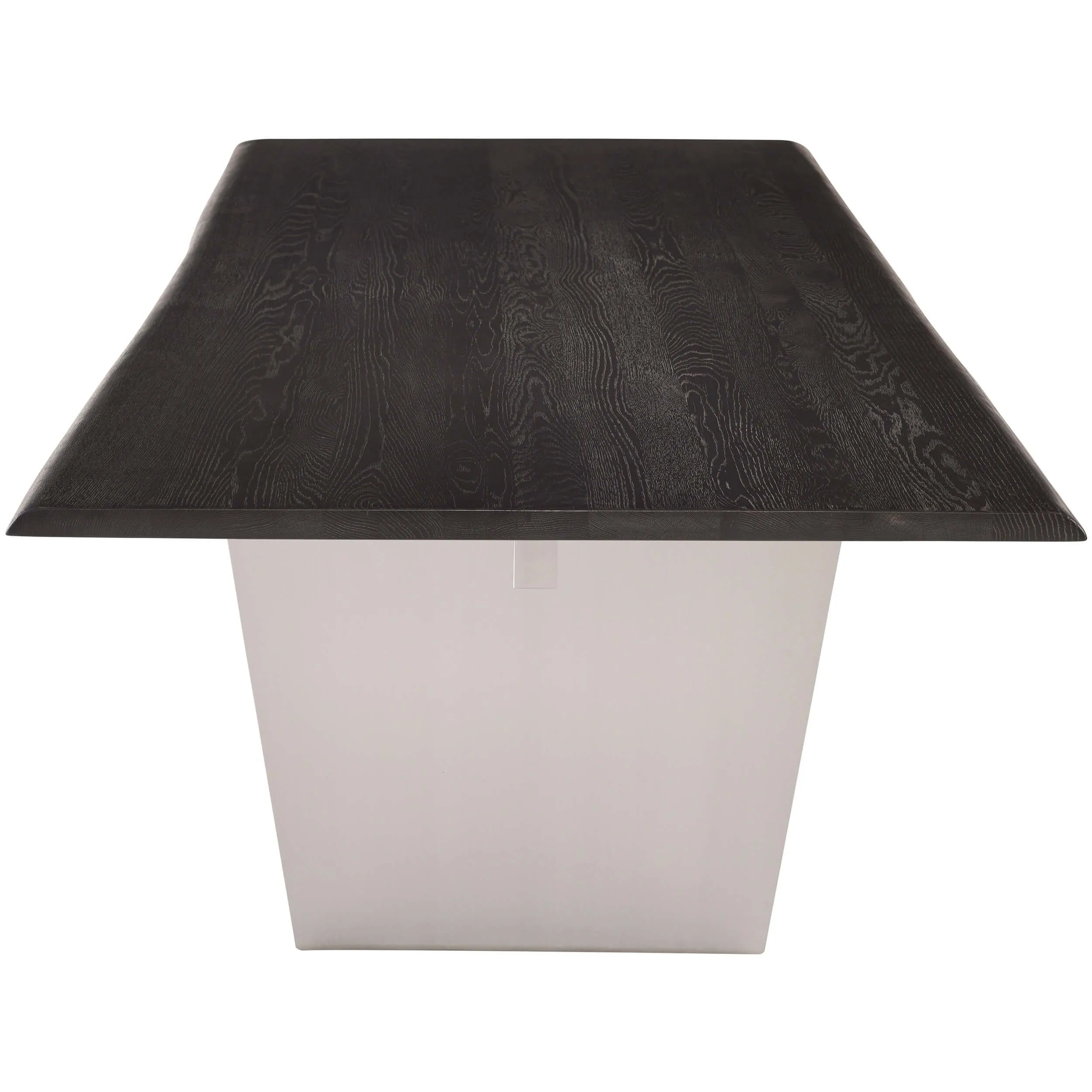 Aiden Dining Table, Oxidized Grey/Brushed Stainless Base