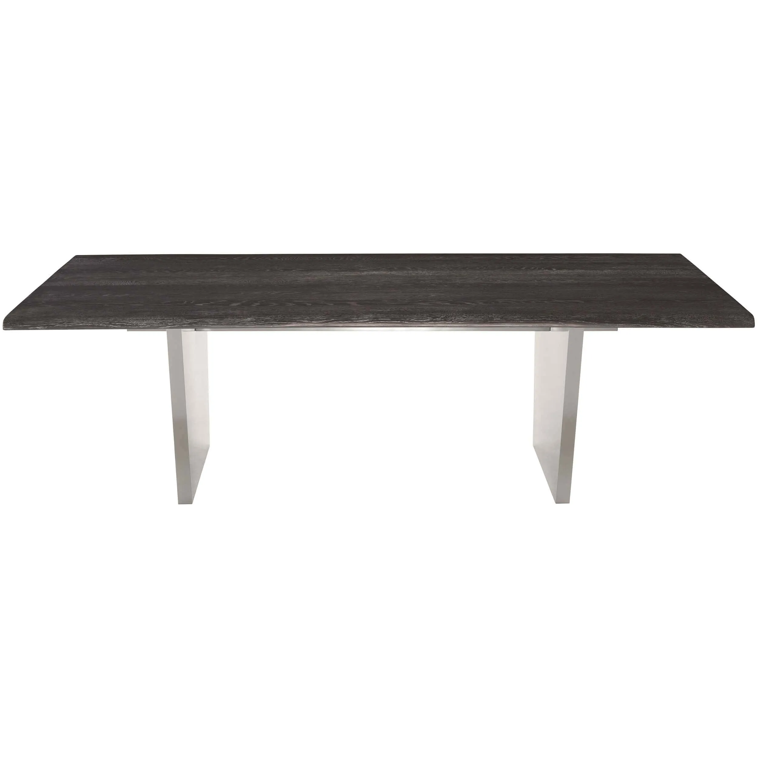 Aiden Dining Table, Oxidized Grey/Brushed Stainless Base