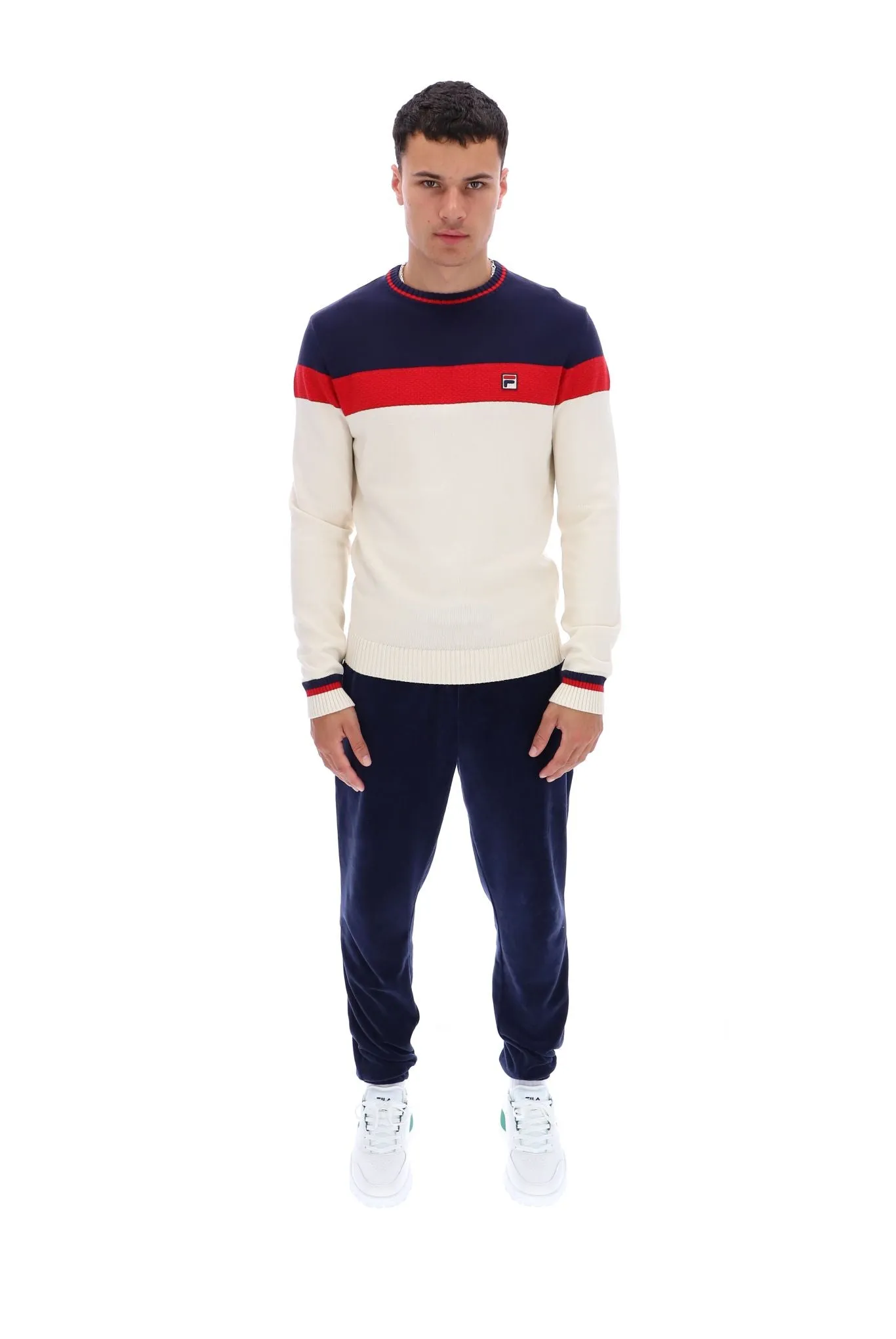 Alden Textured Knitted Colour Block Sweater