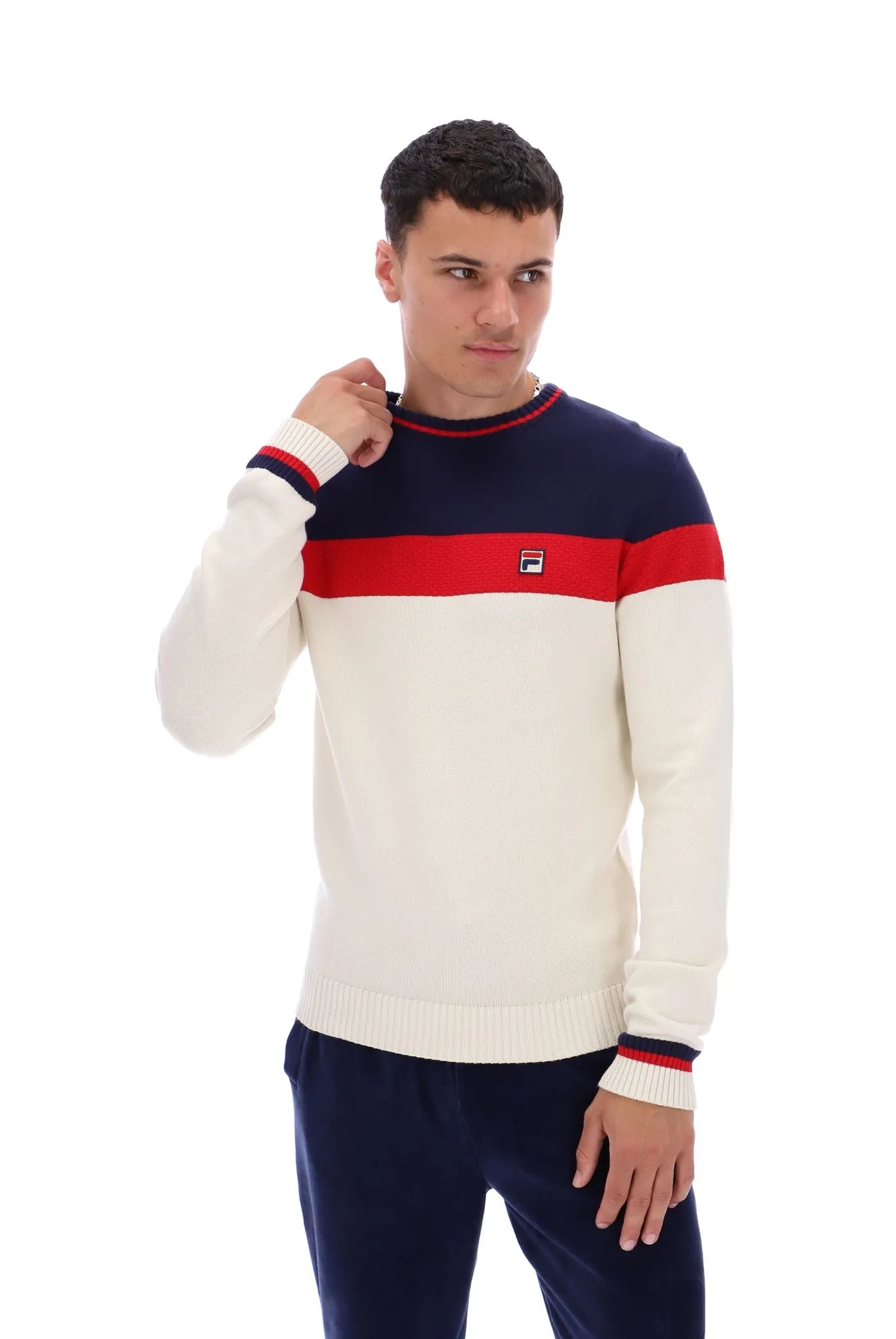 Alden Textured Knitted Colour Block Sweater