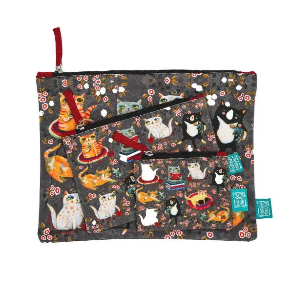 Allen Designs Crazy Cats Zip Pouch (Large)