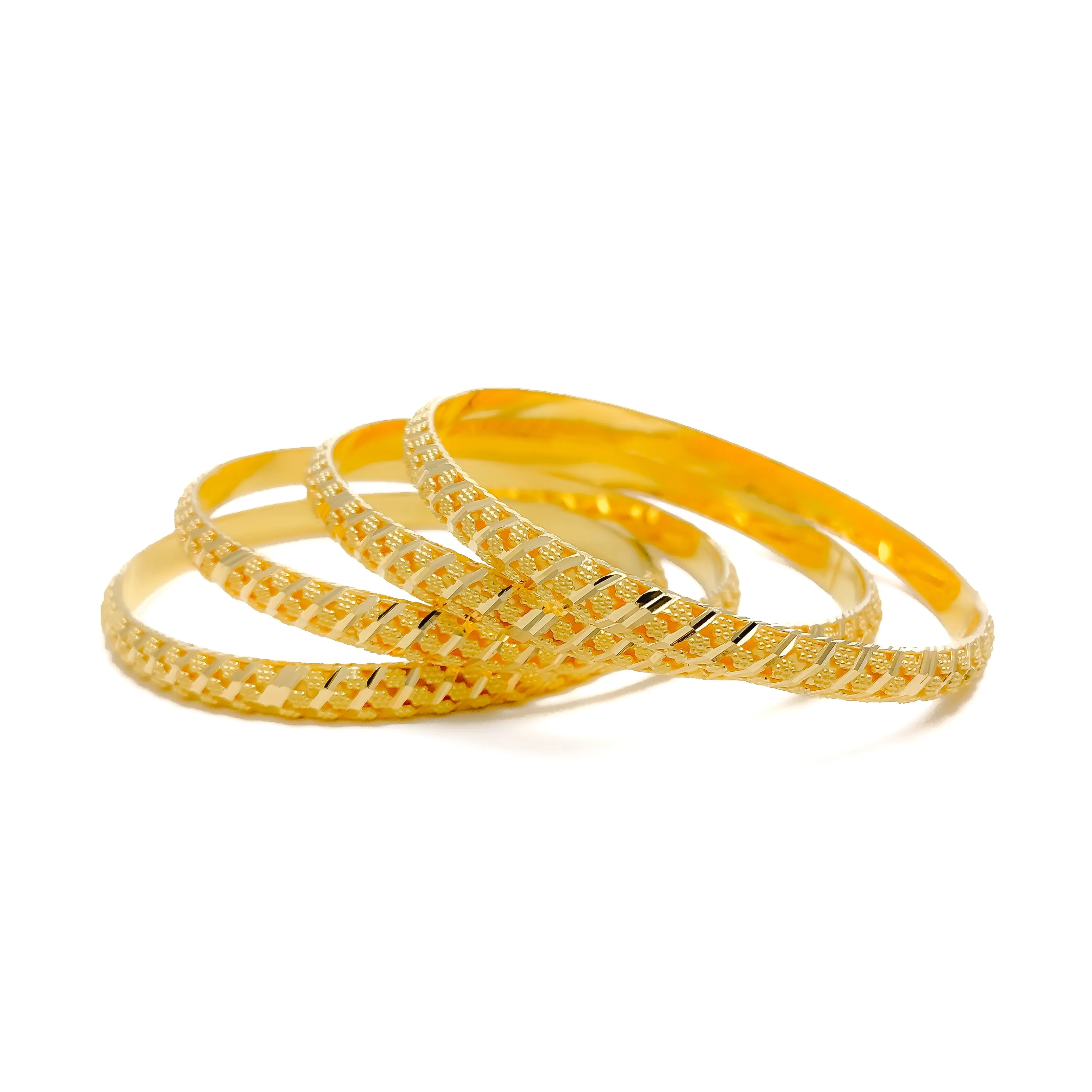 Alternating Striped 21k Gold Bangles