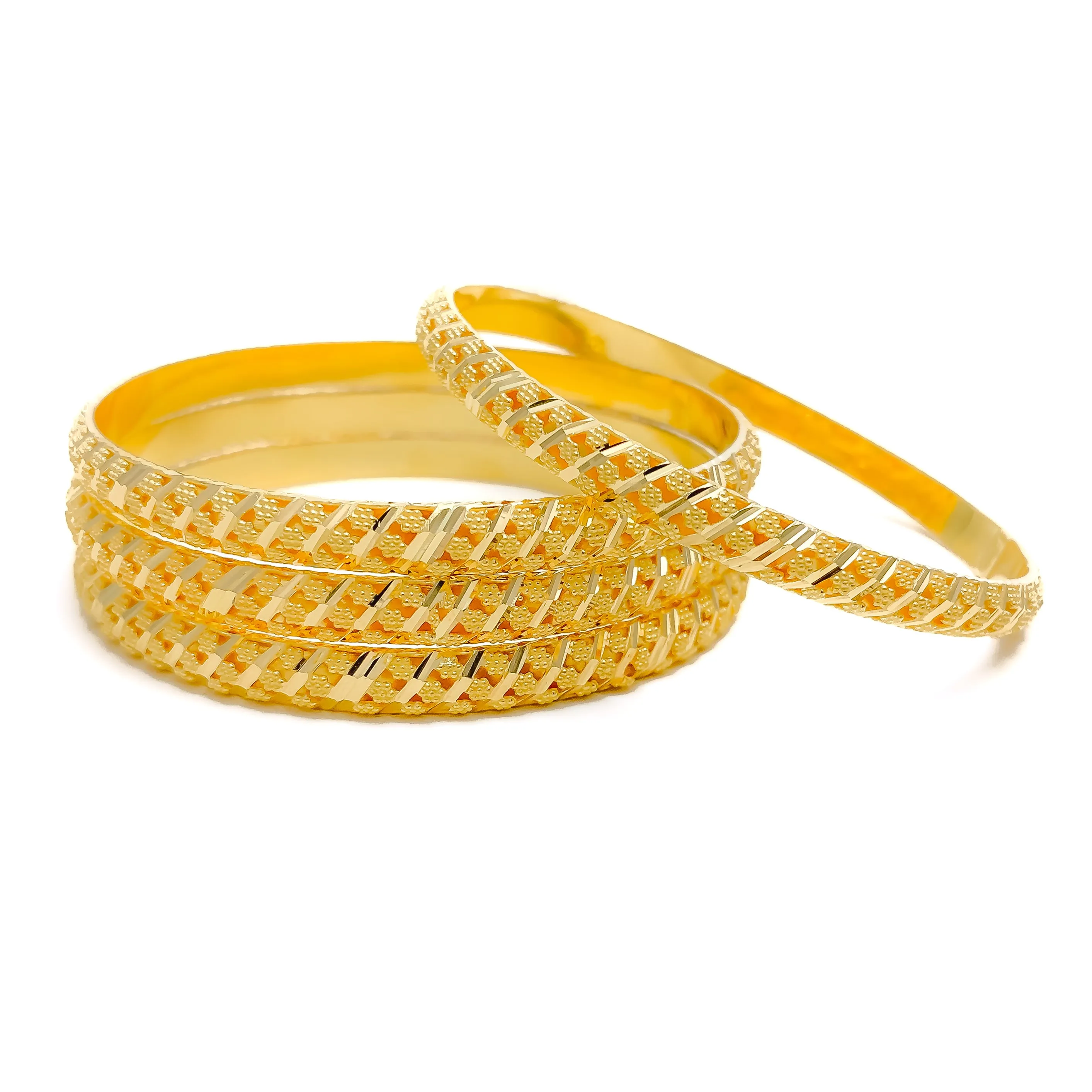 Alternating Striped 21k Gold Bangles