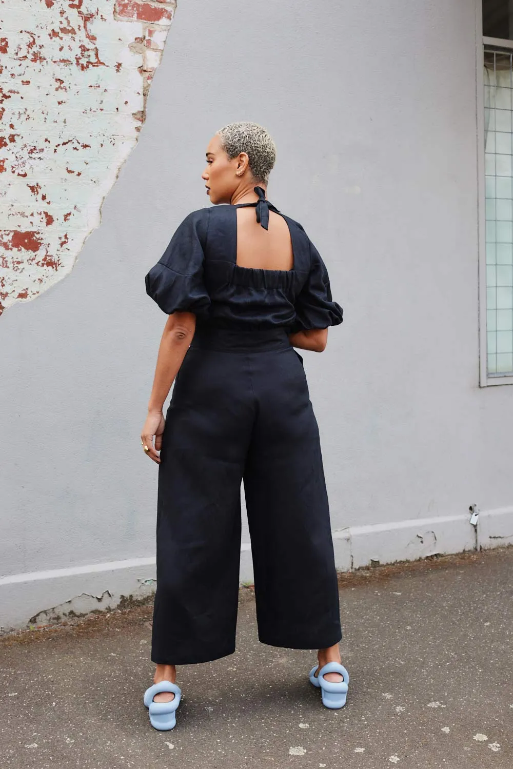 Amani Culotte Pants Black Linen