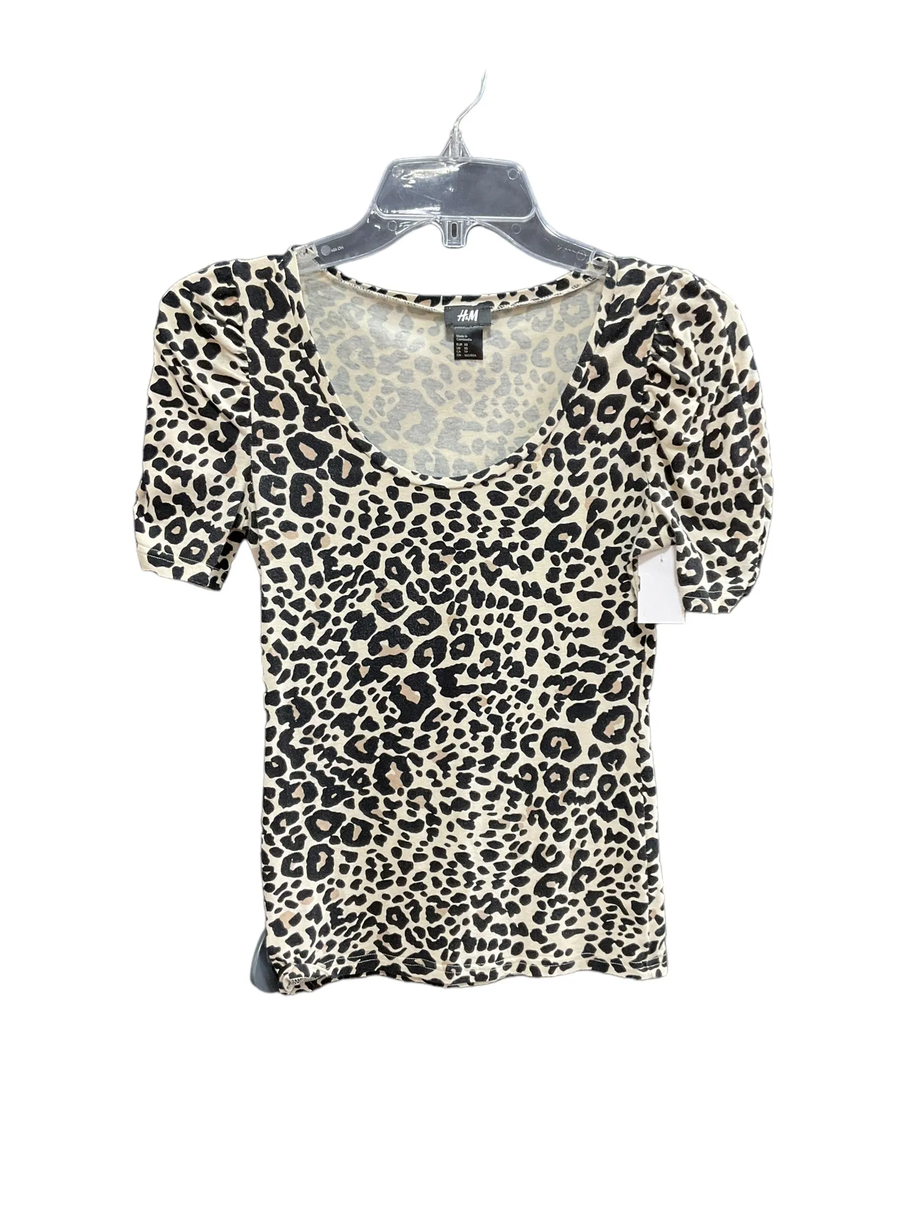 Animal Print Top Short Sleeve H&m, Size Xs