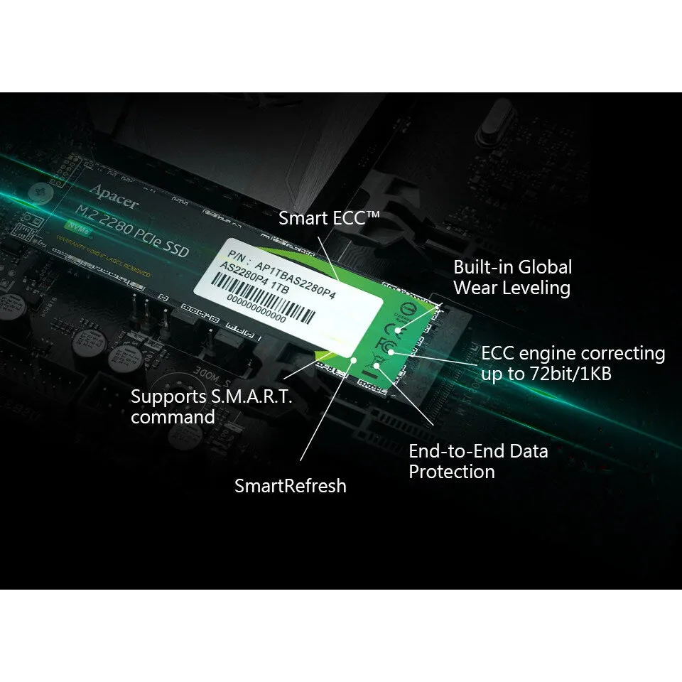 Apacer AS2280P4U M.2 PCIe Gen3 x4 NVMe SSD Solid State Drive (256GB / 512GB / 1TB)