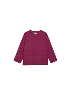 Archive Kid’s Flower-Warmth Quilted Collarless Jacket—plum purple