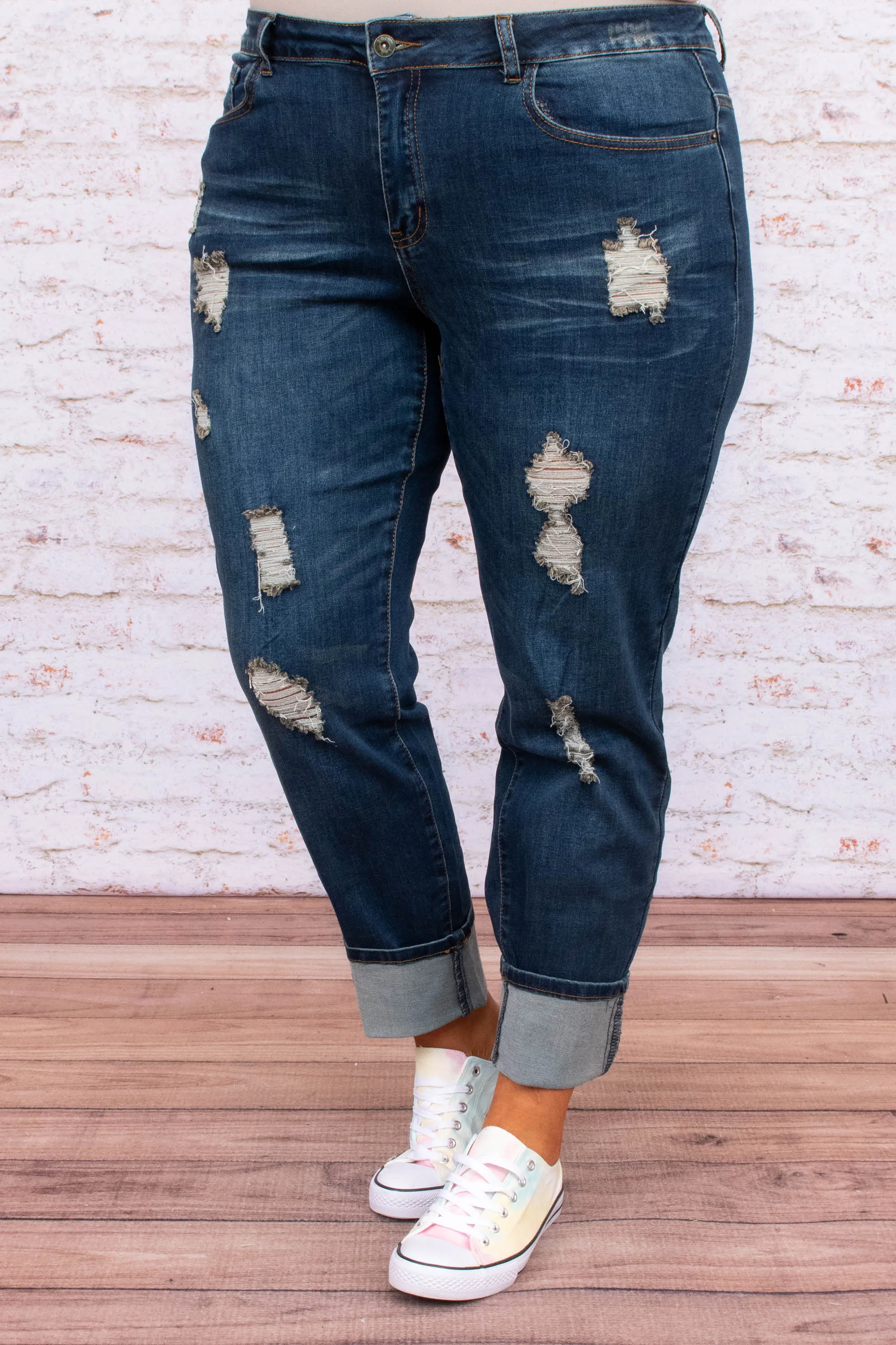 Arriving In Style Boyfriend Jeans, Dark Wash