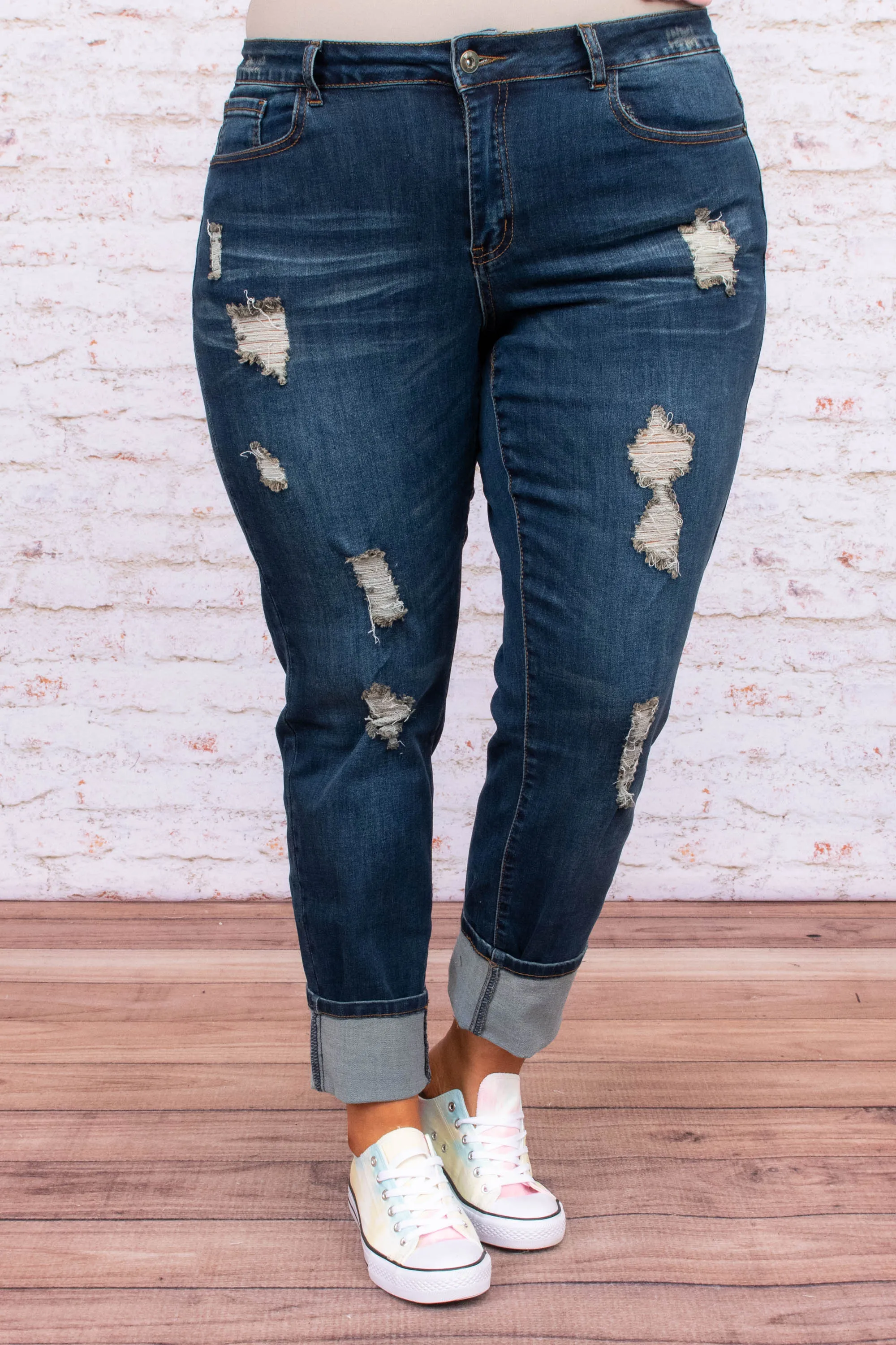 Arriving In Style Boyfriend Jeans, Dark Wash