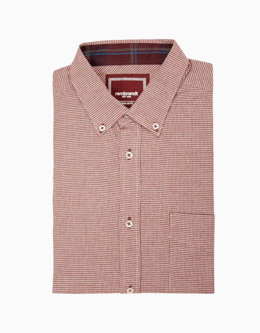 Awaroa maroon houndstooth flannel shirt