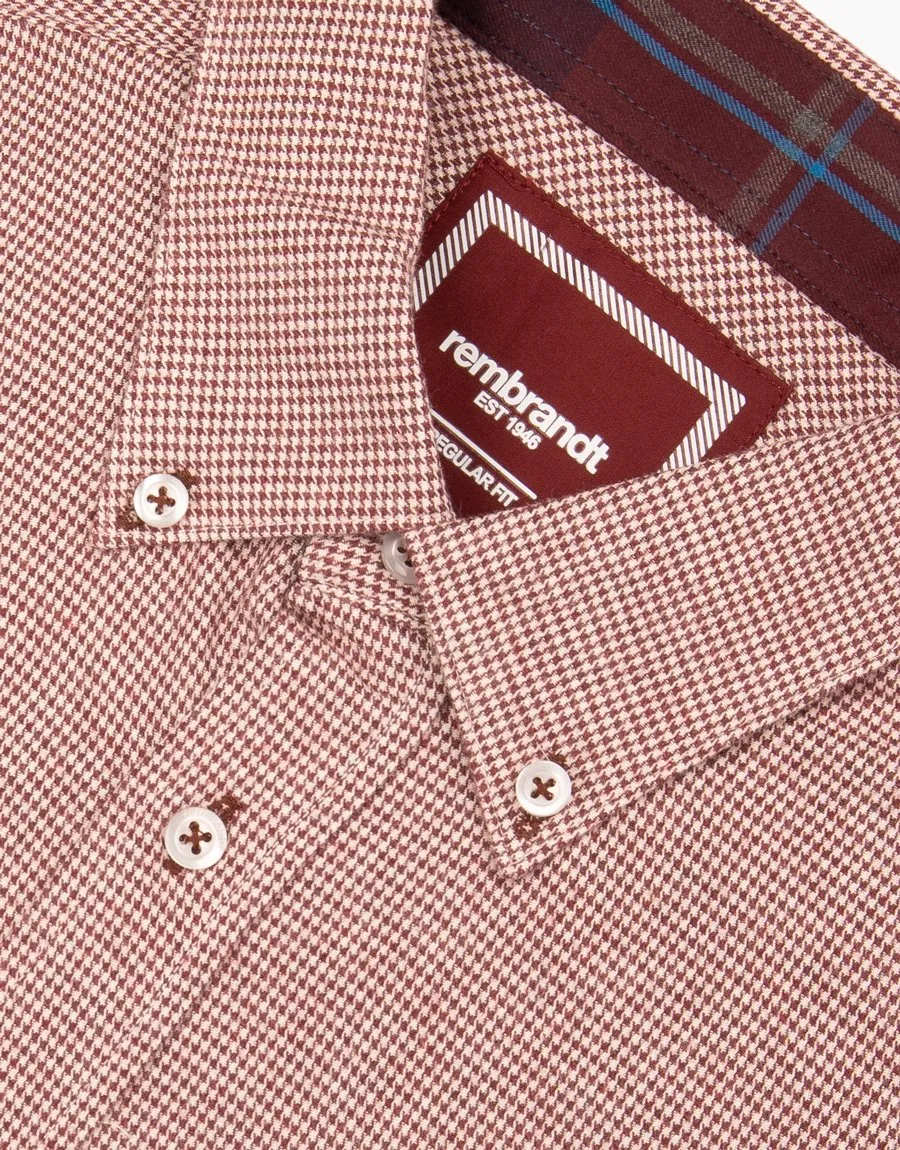 Awaroa maroon houndstooth flannel shirt