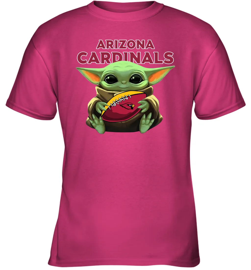 Baby Yoda Loves The Arizona Cardinals Star Wars Baby Yoda Hugs Cardinals NFL Youth T-Shirt