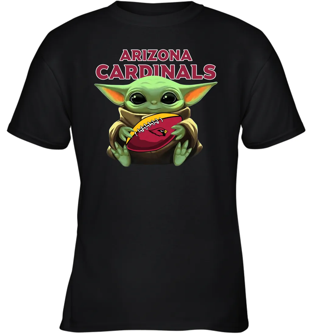 Baby Yoda Loves The Arizona Cardinals Star Wars Baby Yoda Hugs Cardinals NFL Youth T-Shirt