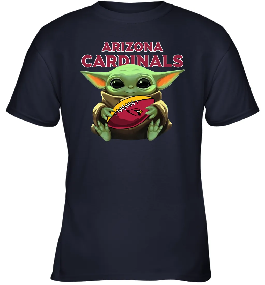 Baby Yoda Loves The Arizona Cardinals Star Wars Baby Yoda Hugs Cardinals NFL Youth T-Shirt