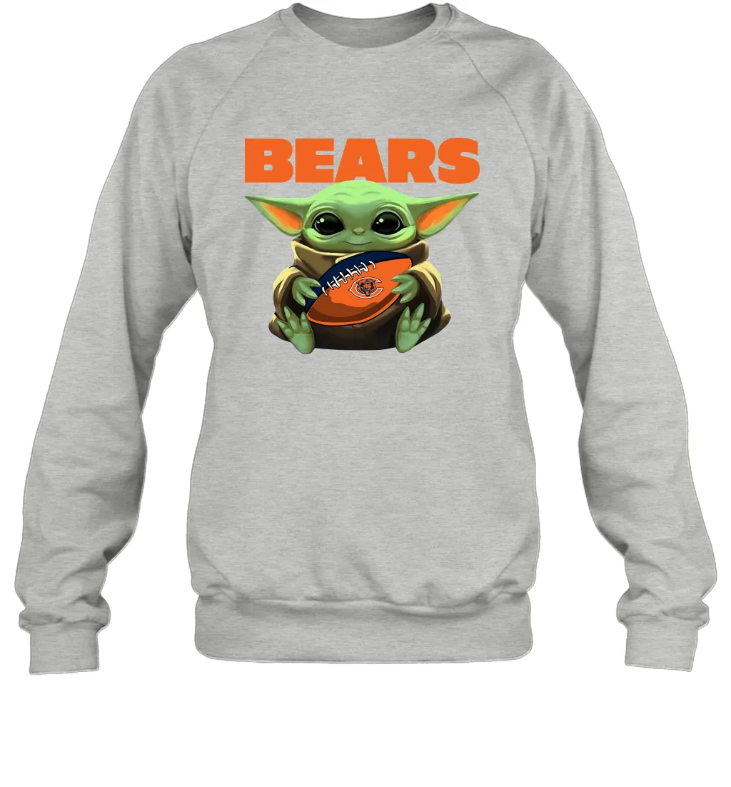 Baby Yoda Loves The Chicago Bears Star Wars Baby Yoda Hugs Bears NFL Adult Sweatshirt