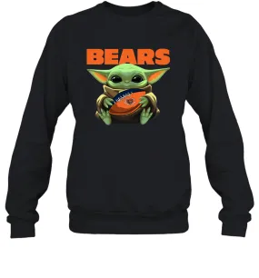 Baby Yoda Loves The Chicago Bears Star Wars Baby Yoda Hugs Bears NFL Adult Sweatshirt