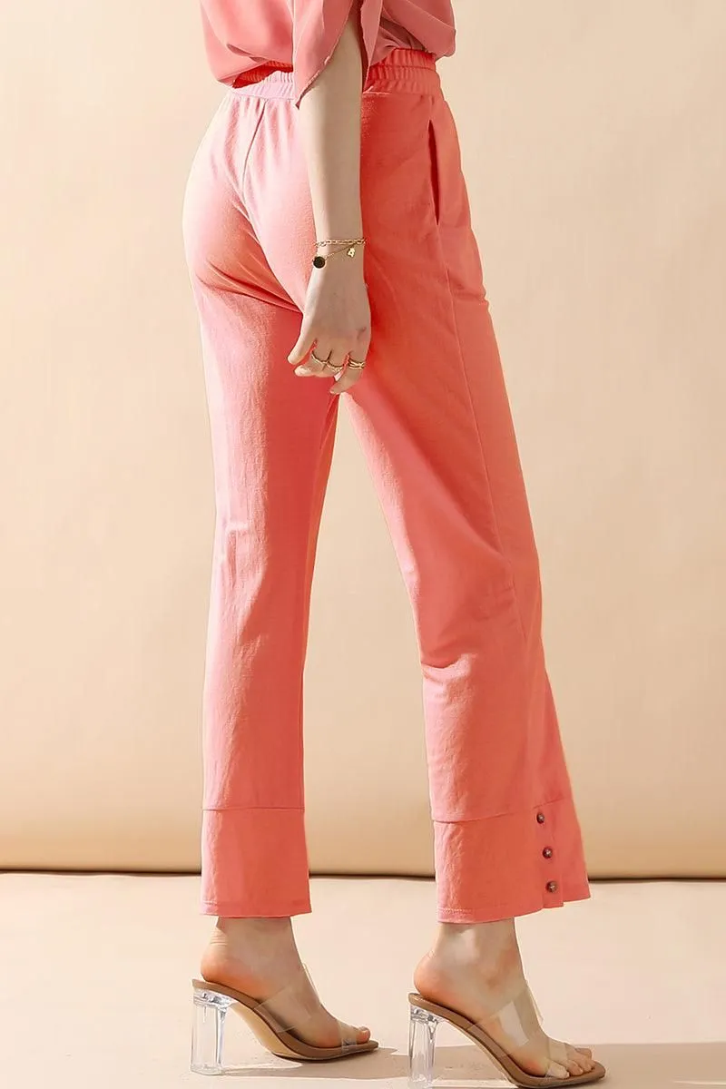 BANDED LONG LEG STRAGHIT PANTS WITH POCKET