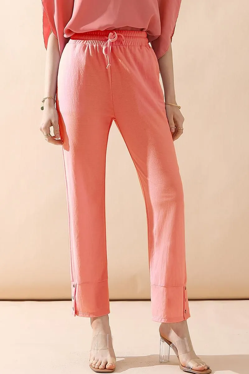 BANDED LONG LEG STRAGHIT PANTS WITH POCKET