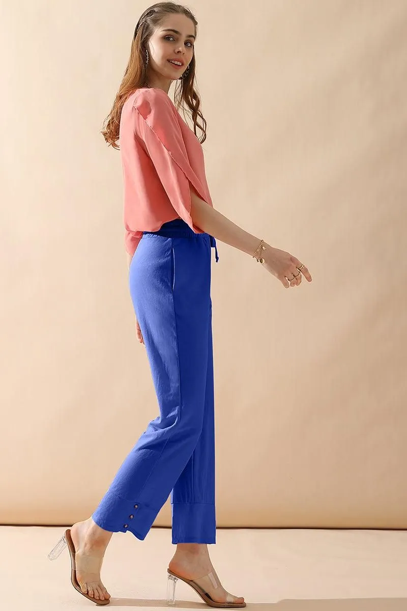 BANDED LONG LEG STRAGHIT PANTS WITH POCKET