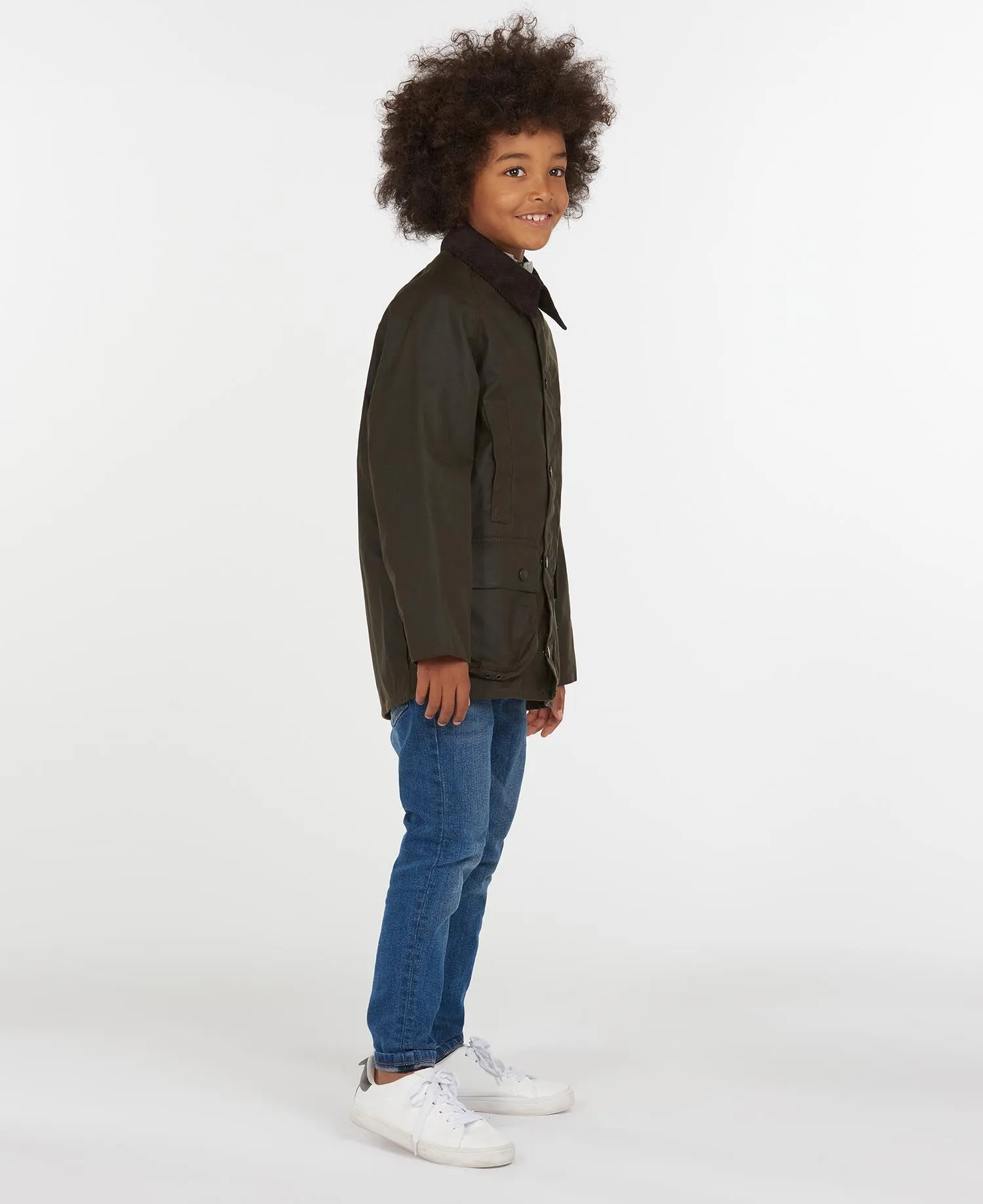 Barbour Boys Beaufort Waxed Jacket Olive CWX0021 OL75