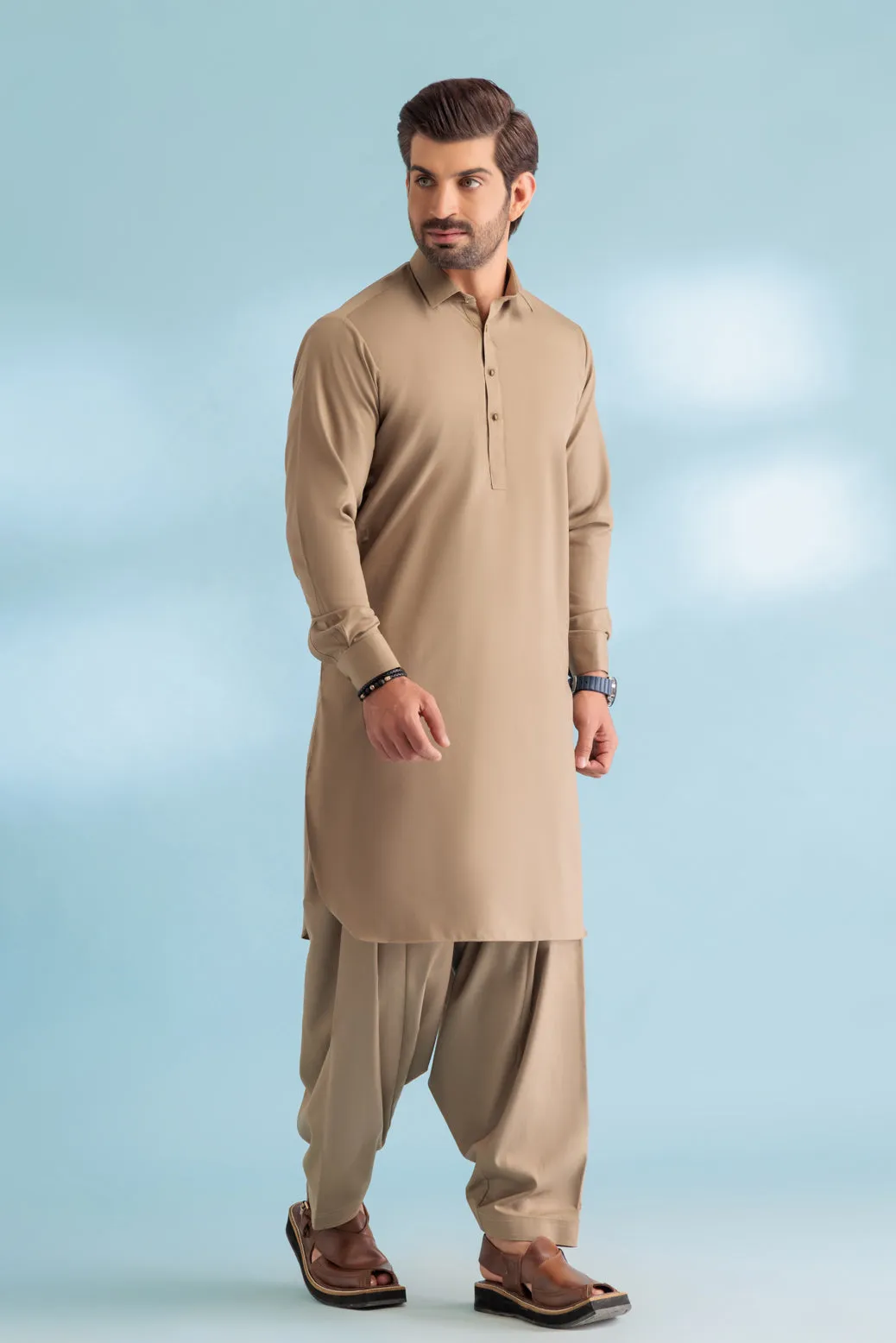 BEIGE-BLENDED-SHALWAR SUIT - (GSSW23-031)