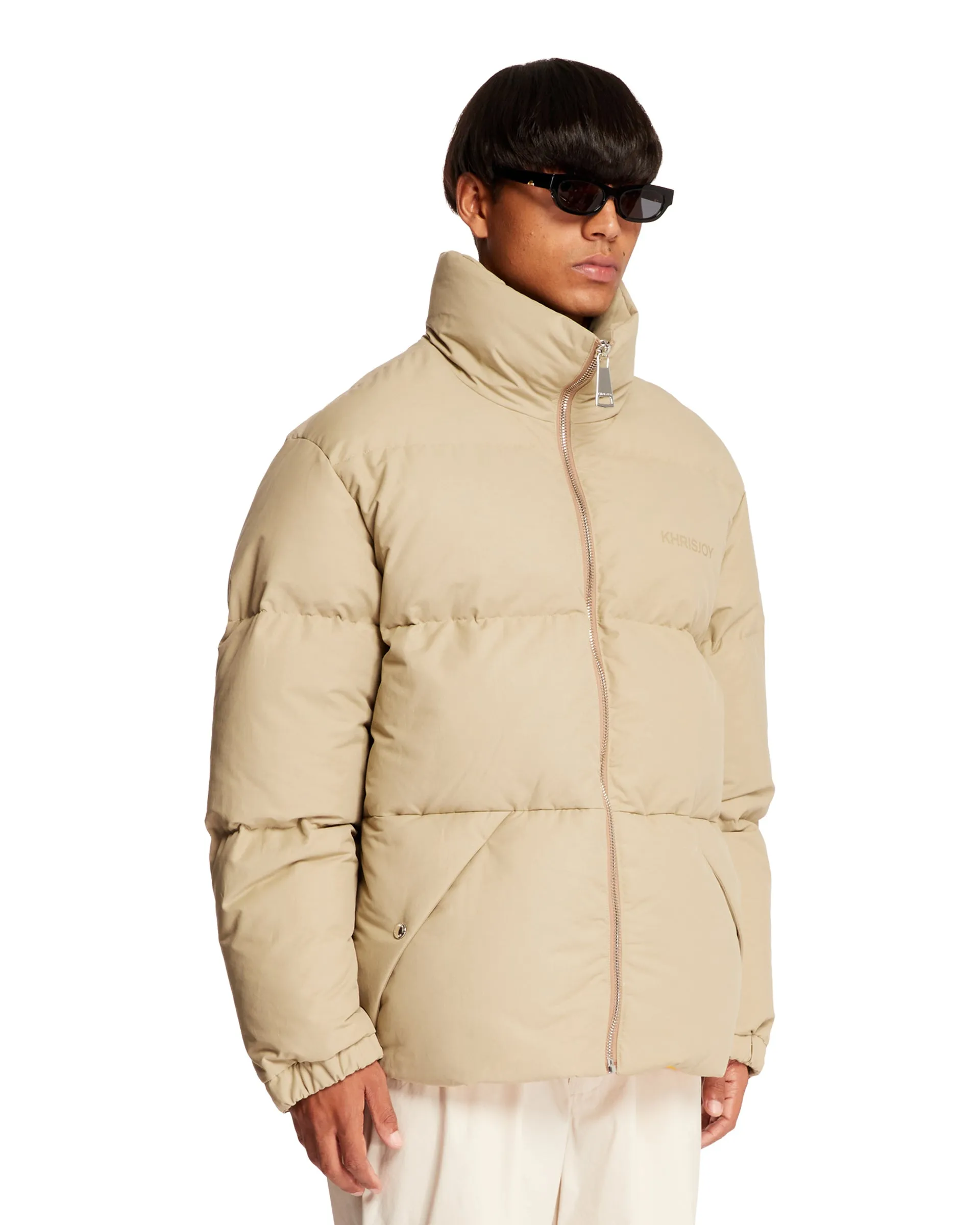 Beige Oversize Bomber Jacket