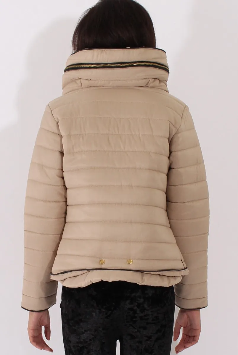 Beige Padded Coat - Zara