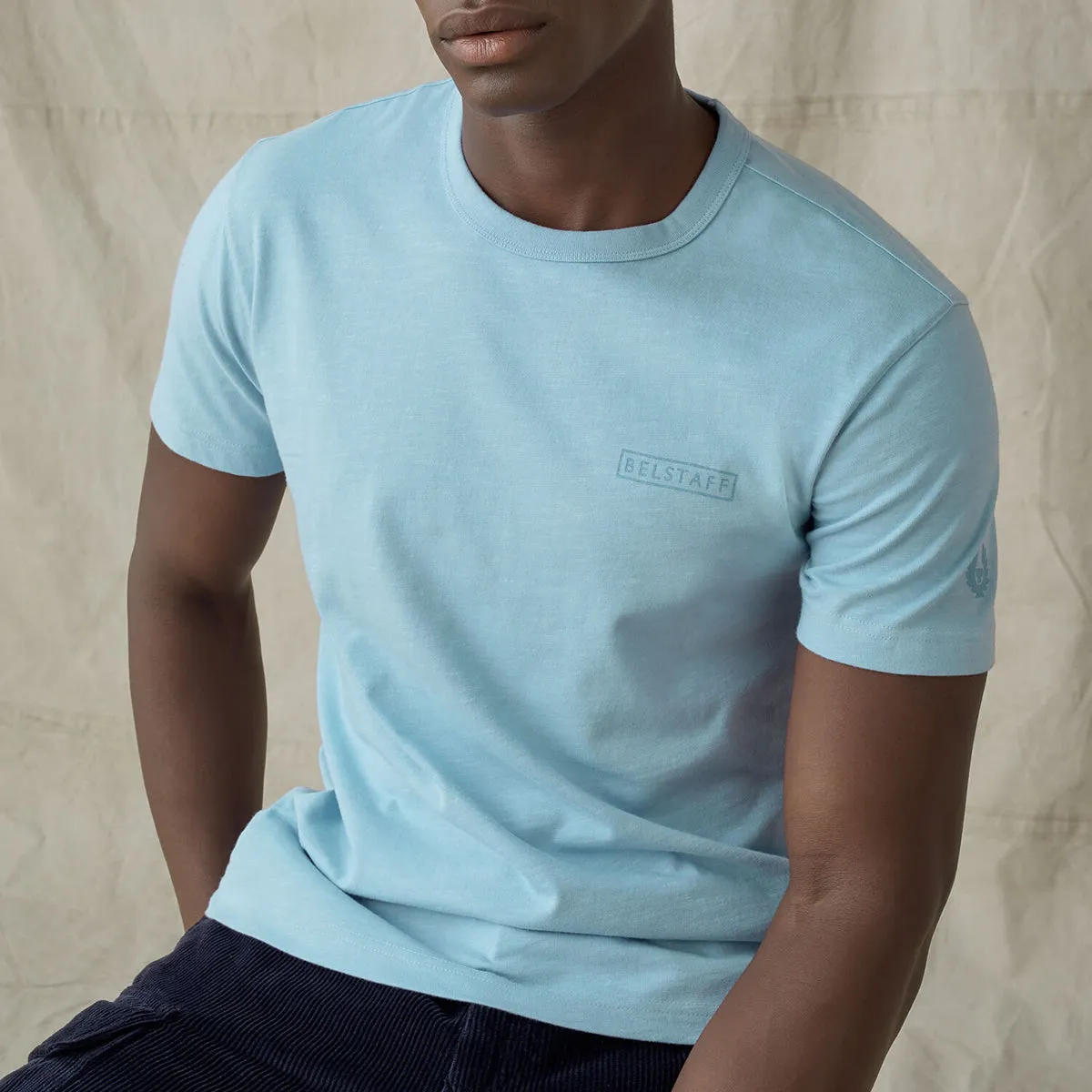 Belstaff - Bordered Graphic T-Shirt in Chalk Blue