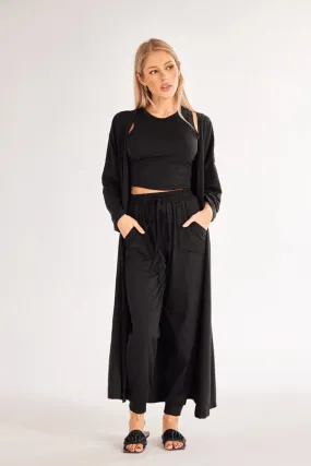 Black Cardigan Lounge Set - FINAL SALE