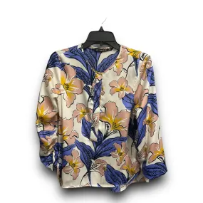 Blouse Long Sleeve By Zara Basic In Floral Print, Size: M