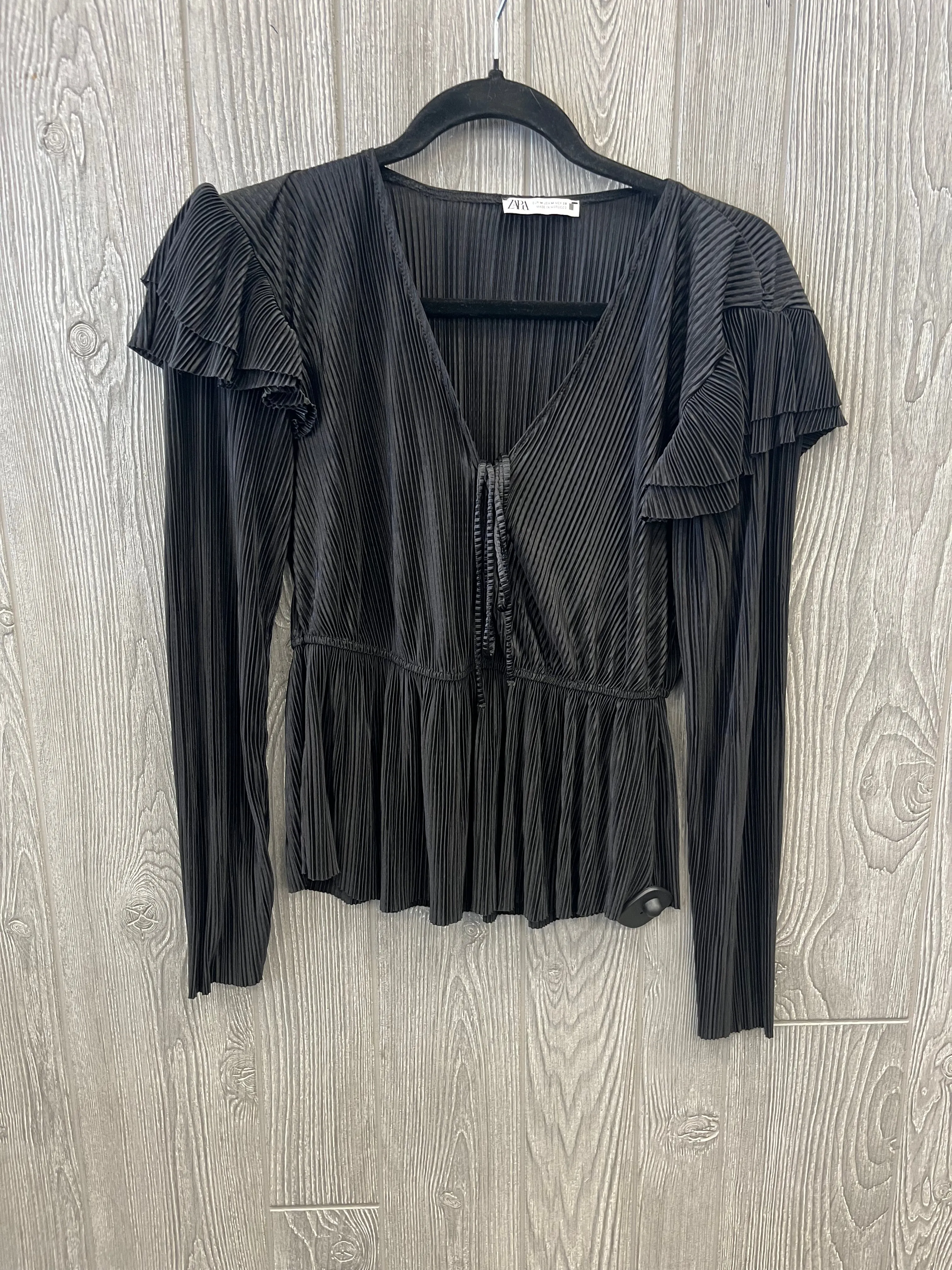 Blouse Long Sleeve By Zara In Black, Size: M