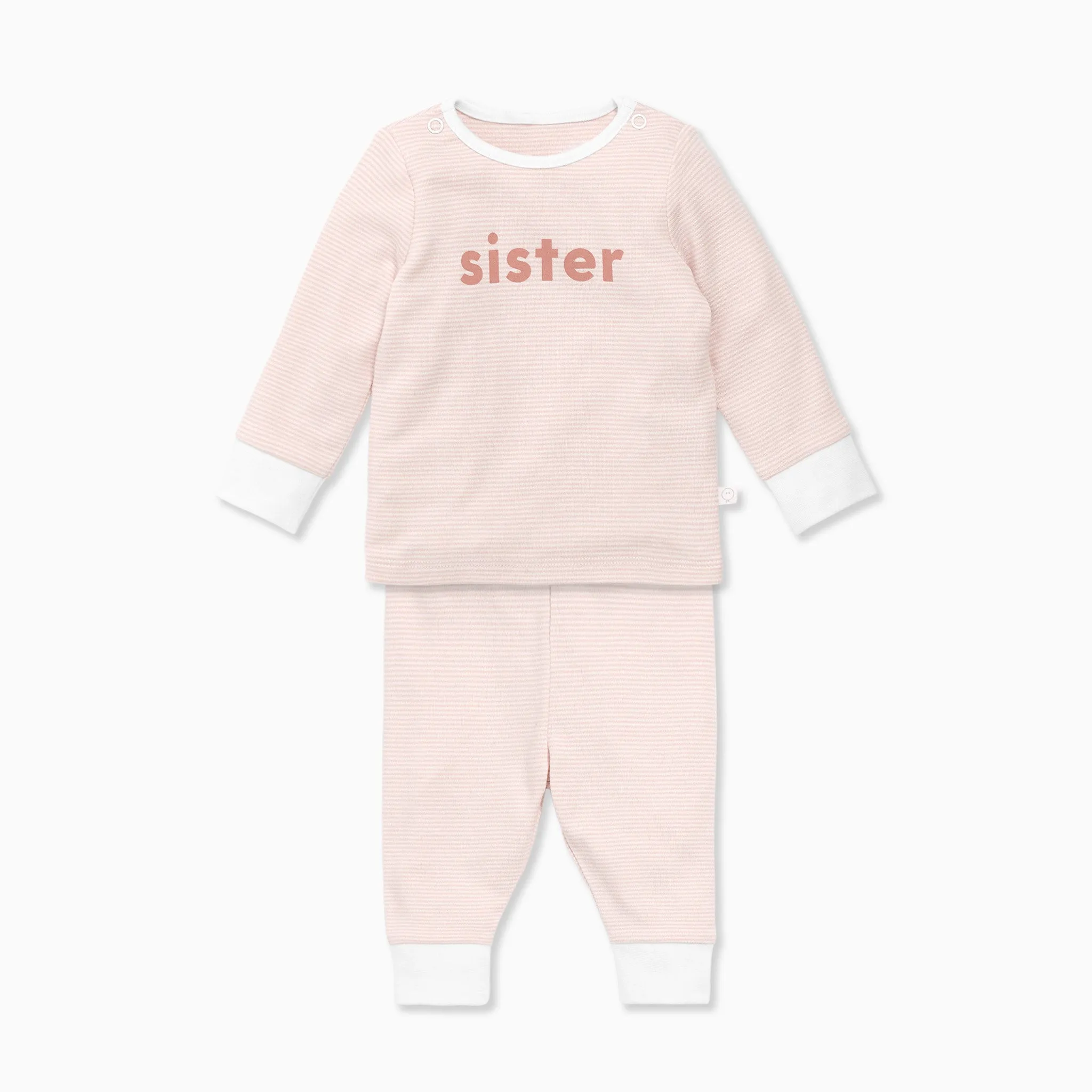 Blush Stripe Sister Slogan Pajama Set