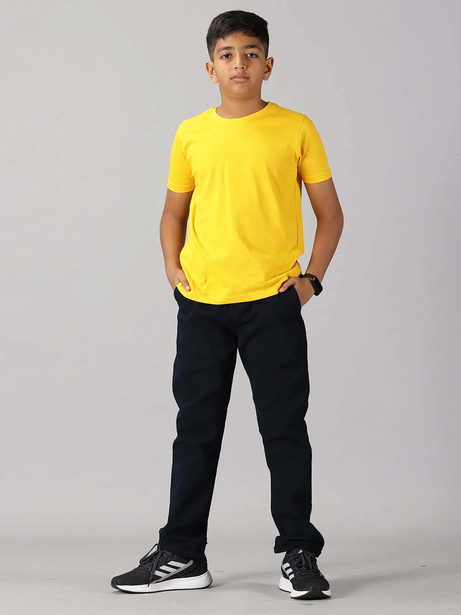 Boys Solid Round Neck Tee & Cargo Pant Set