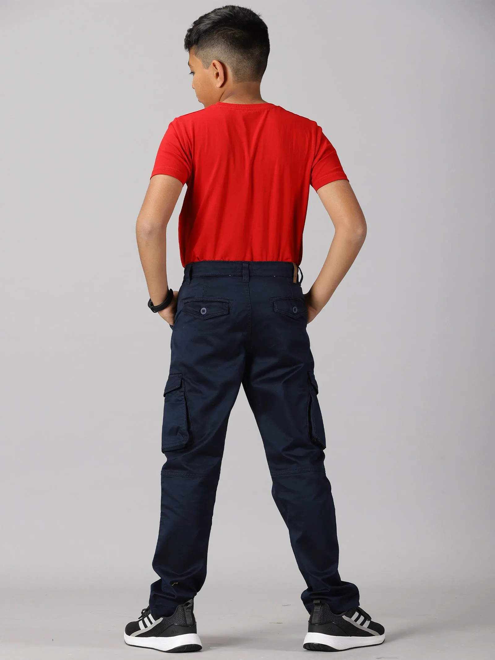 Boys Solid Round Neck Tee & Cargo Pant Set