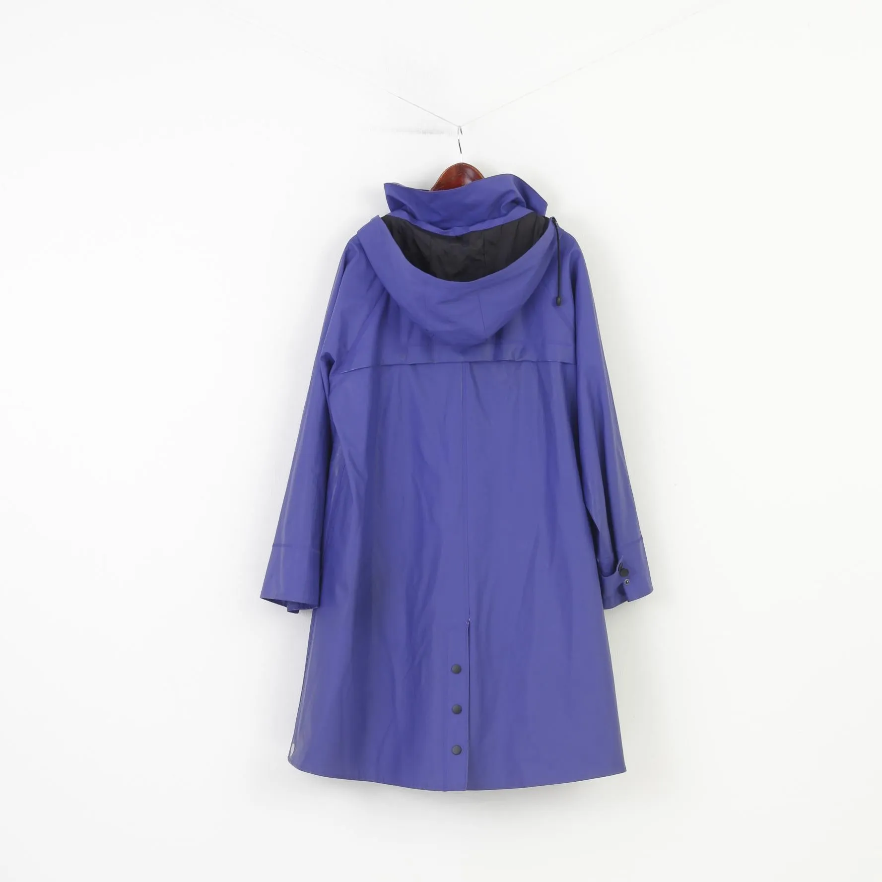 Bulder Woman 46 XXL Raincoat Purple Hood PVC Full Zipper Jacket Vintage Norwegian Design Waterproof Top