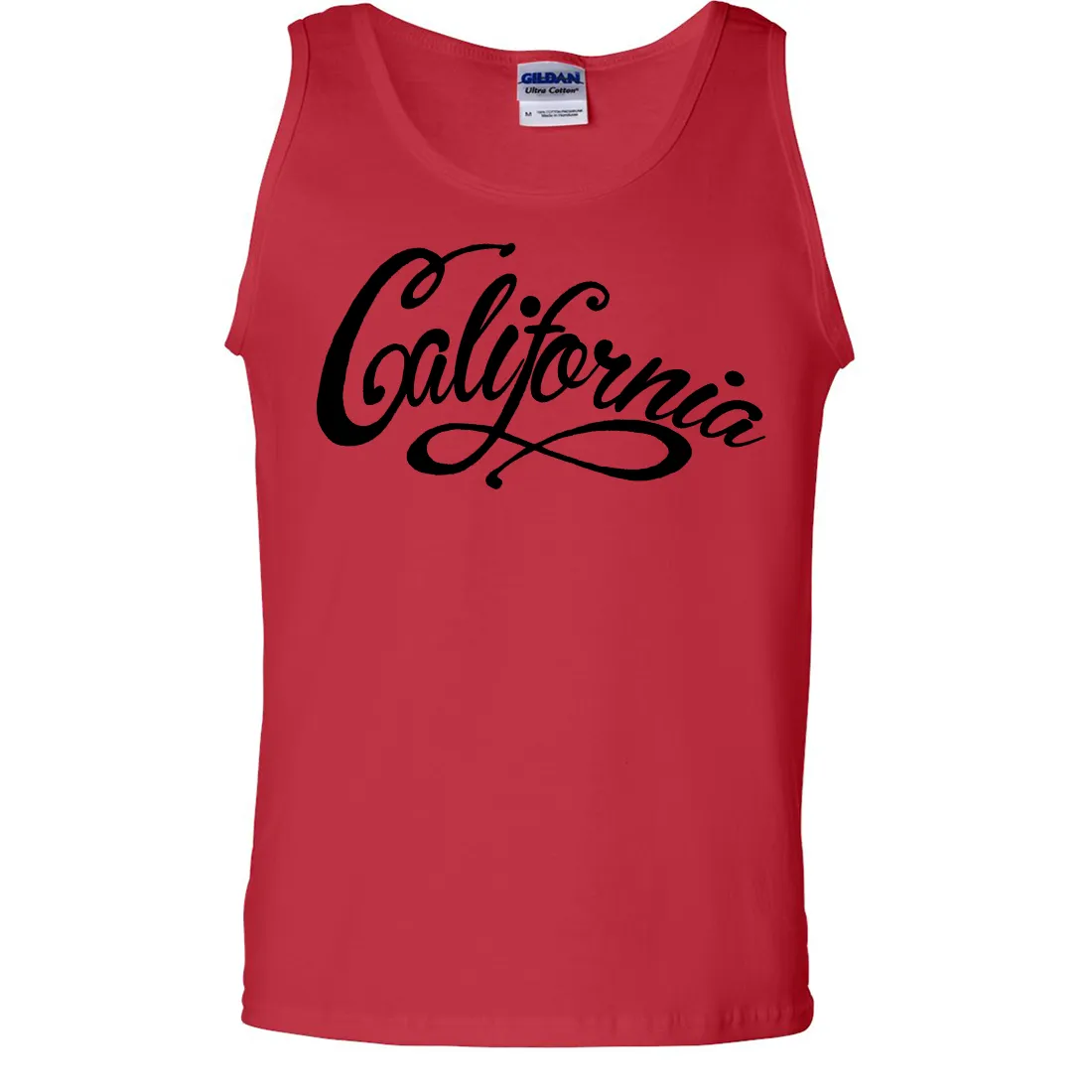 California Beach Script Black Print Asst Colors Tank Top