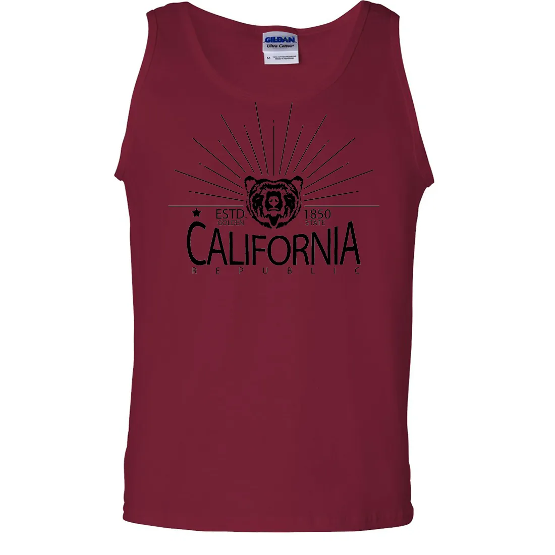 California Golden State Black Print Asst Colors Tank Top