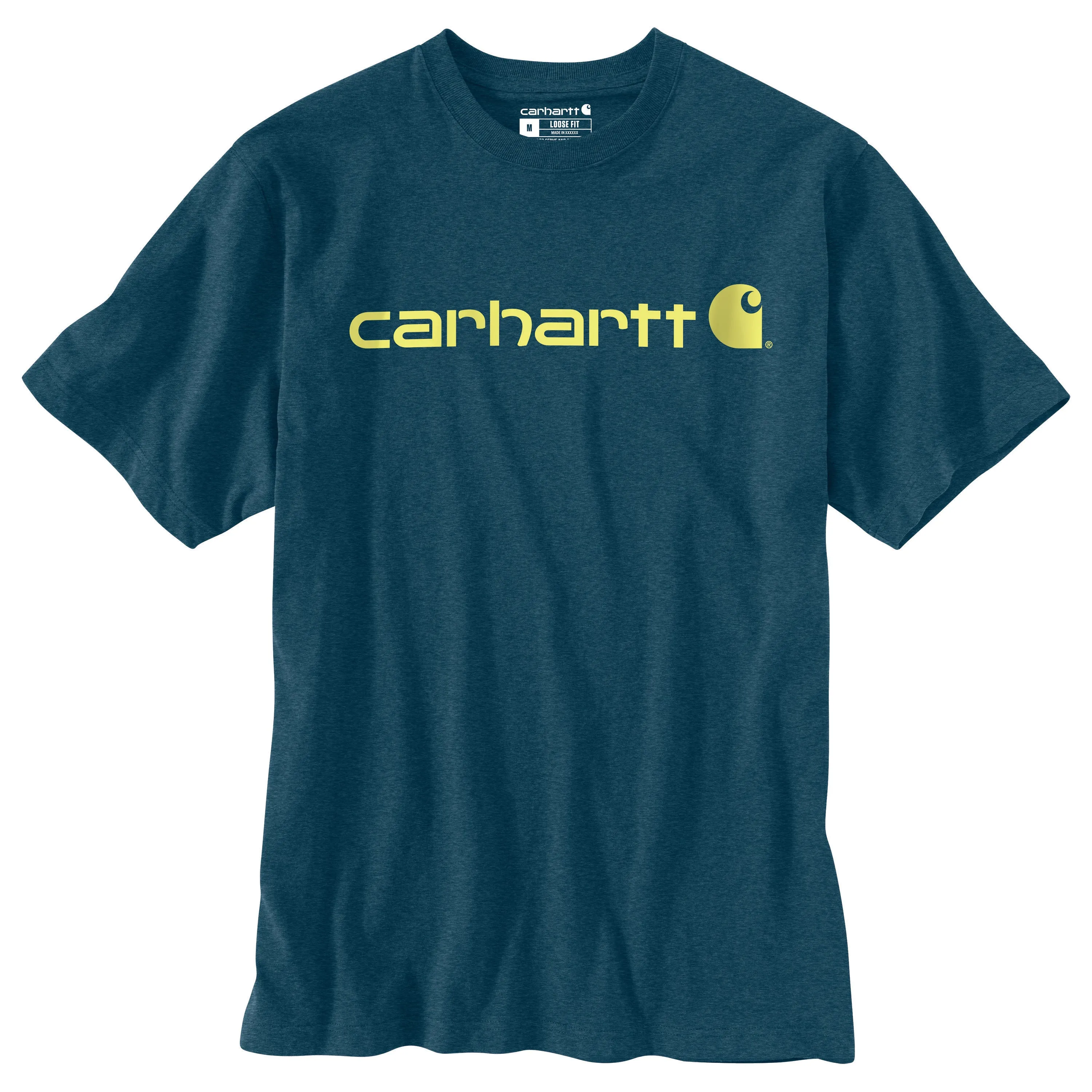 Carhartt Men's Signature Logo Short Sleeve T-Shirt_Night Blue Heather